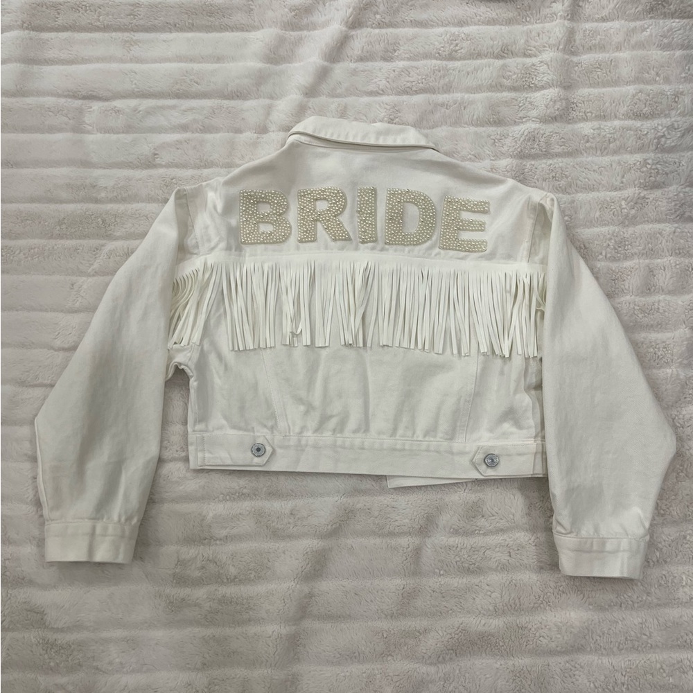 Bride denim jacket with fringe